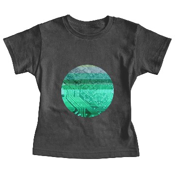 Discover circuit board glitch circle green Baby Tees