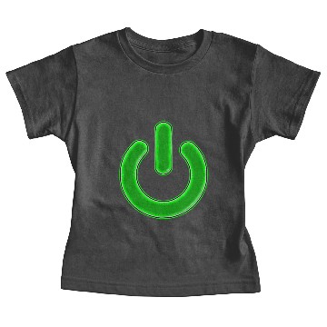 Discover Computer Power Button Lime Green Simulated Glow Baby Tees