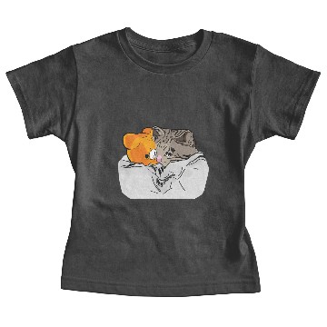 Discover Sad Kitten Cat Crying bed with Teddy Meme Baby Tees