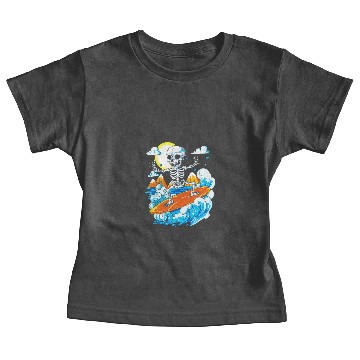 Discover Skeleton Surfing Baby Tees
