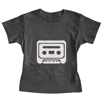 Discover Pixelated Cassette Tape in White color. Baby Tees