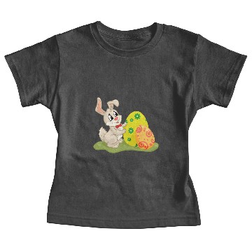 Discover Cute Easter Bunny Hides Behing Colored Eggs Baby Tees