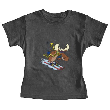 Discover Funny Moose Skiing Baby Tees