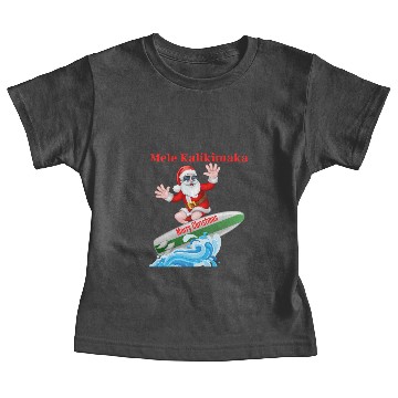 Discover Mele Kalikimaka Hawaiian Christmas Surfing Santa T Baby Tees