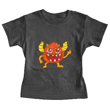 Discover Orange Horned Monster Baby Tees