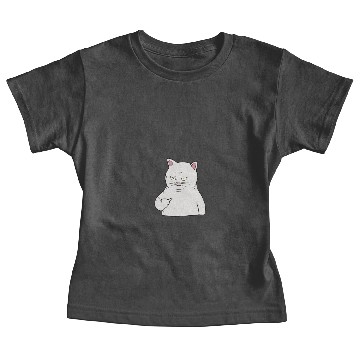 Discover Grumpy white Cat Holding Middle Finger Baby Tees