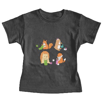 Discover Knitting Animals Squirrel Fox Bear Hedgehog Baby Tees