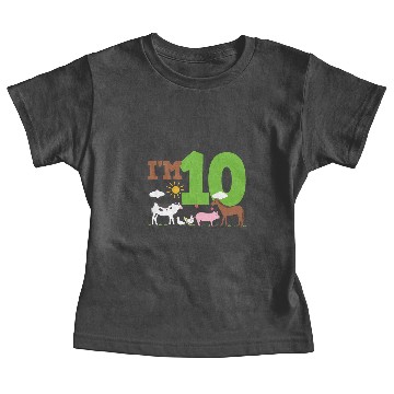 Discover 10th Birthday Farm Animals Baby Tees
