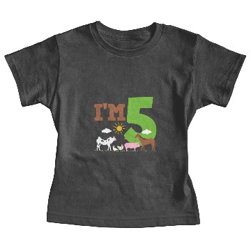 Discover 5th Birthday Farm Animals Baby Tees