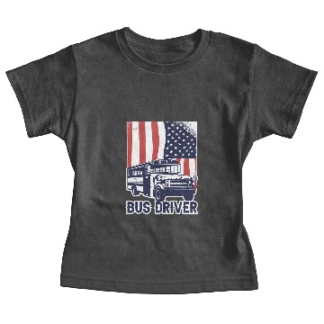 Discover School Bus Driver USA American Flag Funny Bus Baby Tees
