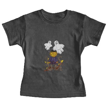 Discover Pumpkin head scarecrow and ghosts Baby Tees