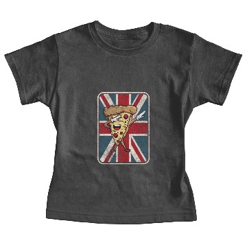 Discover Dabbing Peperoni Pizza Slice UK Union Jack Flag Baby Tees
