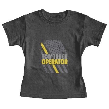 Discover Tow Truck Operator American Flag Thin Yellow Line Baby Tees