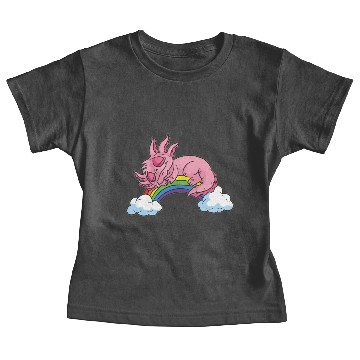 Discover Sleeping Axolotl on a Rainbow Baby Tees