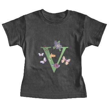 Discover Initial Monogram Flowers Butterflies Letter V Baby Tees