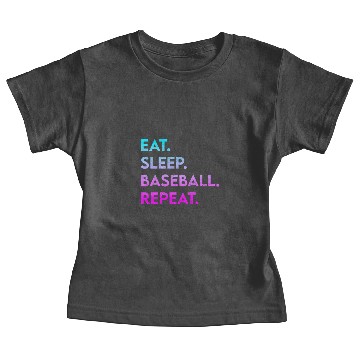 Discover eat sleep baseball repeat Baby Tees