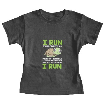 Discover Funny Runner Marathon Turtle Running Baby Tees