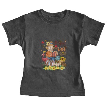 Discover Happy Fall Y'all Scarecrow Flamingo Pumpkins Baby Tees