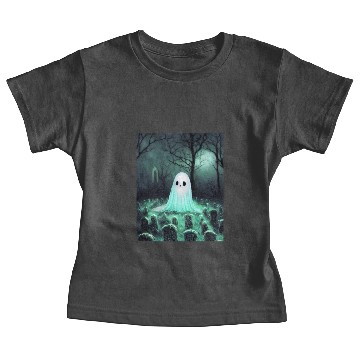 Discover Cute Spooky Ghost in Graveyard Baby Tees