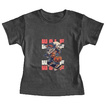 Discover Black Beige Navy Illustrated Werewolf Baby Tees