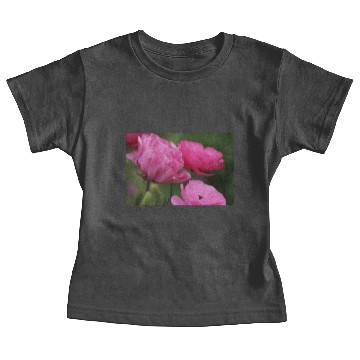 Discover Closeup Deep Peony Pink Ranunculus Baby Tees