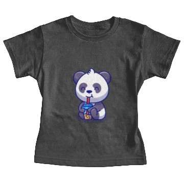 Discover Cute Panda Sipping Boba Milk Tea Cartoon Baby Tees