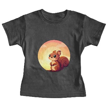 Discover Squirrel Round Sunset Design Baby Tees