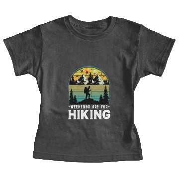 Discover Weekends for Hiking: Vintage White Text Design Baby Tees