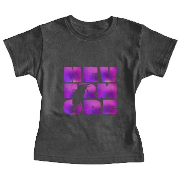 Discover NEVERMORE in large psychedelic purple block Baby Tees
