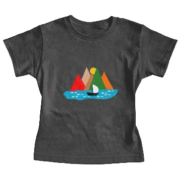 Discover Black Sailing Boat Scape Baby Tees