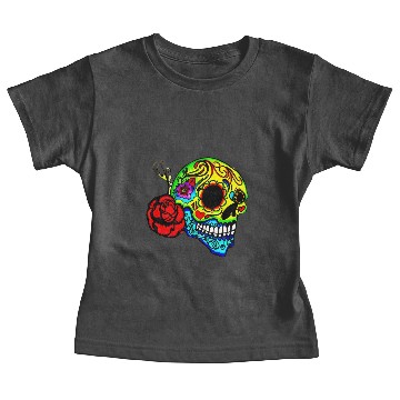 Discover Candy Skull Red Rose Baby Tees