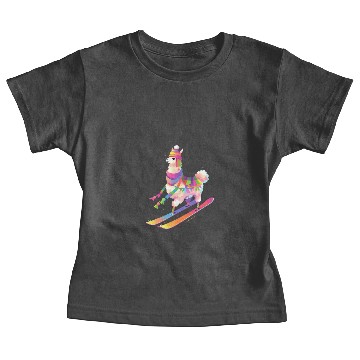 Discover Llama Skiing Skier Ski Winter Snow Alpaca Baby Tees