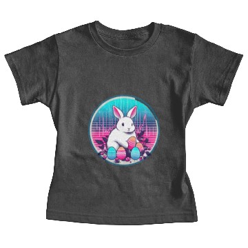 Discover White Easter Bunny with Eggs Baby Tees