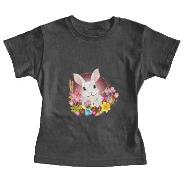 Discover white rabbit with Easter eggs as Easter bunny Baby Tees
