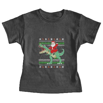 Discover Santa Riding Dinosaur Reindeer Baby Tees