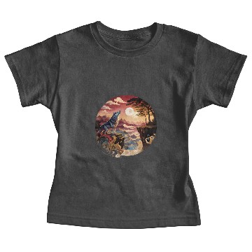 Discover Mystic Wolf Mountain Art Baby Tees