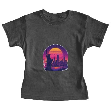 Discover New York Skyline – Retro Sunset Glow Baby Tees