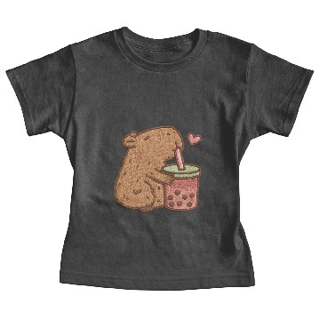Discover Cute Capibara Drinking Bubble Tea Patch Baby Tees