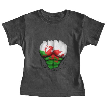 Discover Wales Flag Ripped Muscles, six pack, chest Baby Tees