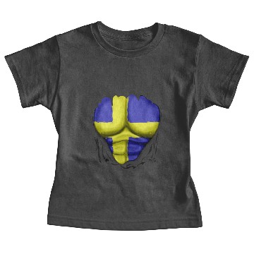 Discover Sweden Flag Ripped Muscles, six pack, chest t-shir Baby Tees