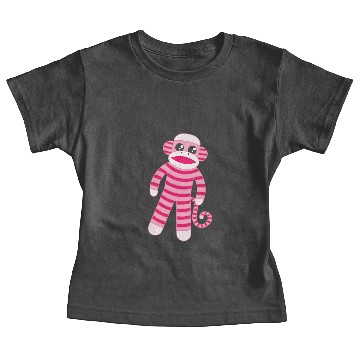 Discover Pink Striped Sock Monkey Baby Tees