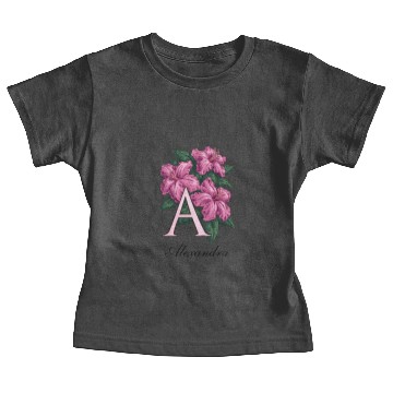 Discover A for Azalea Flower Monogram Baby Tees