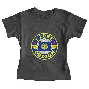Discover I Love Oregon State Map and Flag Baby Tees