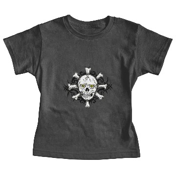 Discover Angry Skull With Many Crossbones Baby Tees