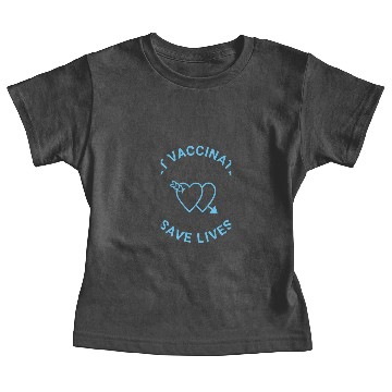 Discover Get Vaccinated save lives light blue white hearts Baby Tees