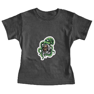 Discover Astro Skull with Octopus White Board Sticker Baby Tees