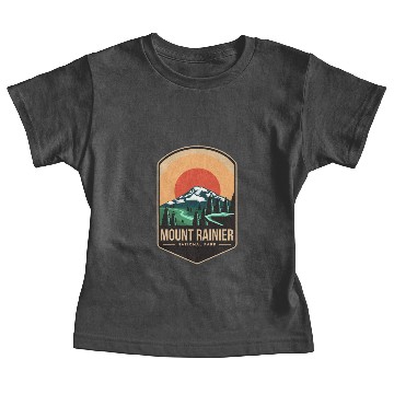 Discover Mount rainier national park emblem patch logo polo Baby Tees