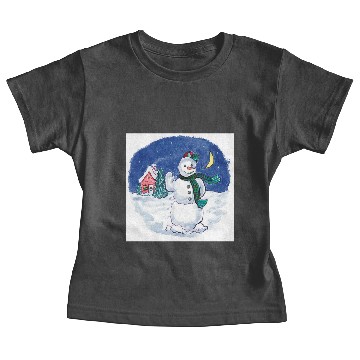 Discover Vintage Christmas Snowman Waving Baby Tees