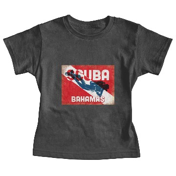 Discover Bahamas Scuba Diver - Blue Retro Baby Tees
