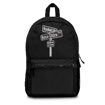Discover SpaceX Boca Chica Road Sign distressed design Backpacks